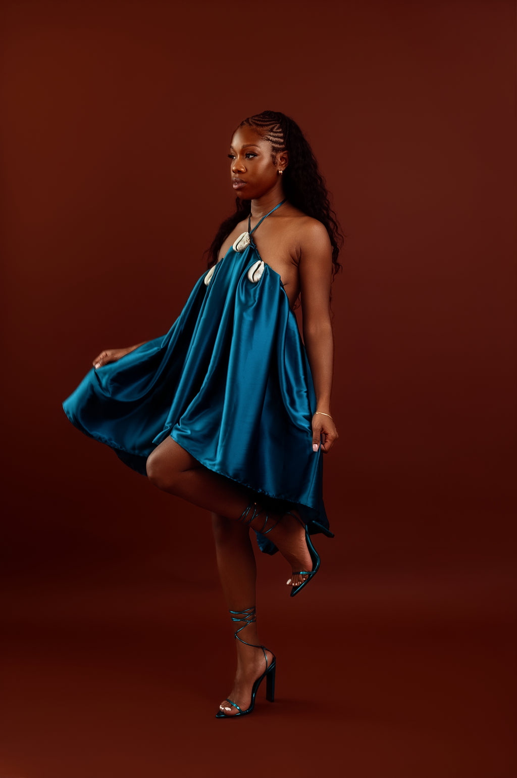 Teal cowrie Dress